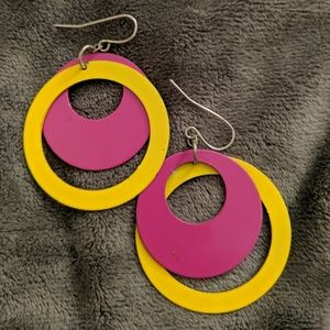 Groovy pink and yellow earrings